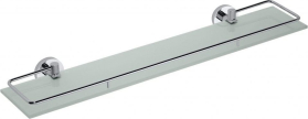 Sapho X-ROUND E polička skleněná s výklopnou hrazdou 600x130mm, mléčné sklo, chrom XR600