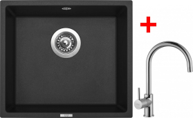 Granitový dřez Sinks FRAME 457 Pureblack + Vitalia G7826