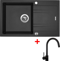 Granitový dřez Sinks LINEA 780 XC Metalblack + Vitalia černá matná G4374XC