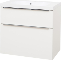 Mereo Mailo, koupelnová skříňka s umyvadlem z litého mramoru 81 cm, bílá, chrom madlo CN511M