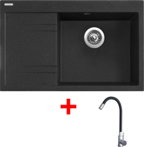 Granitový dřez Sinks RIM 780 P Granblack + Elasta nerez/černá G20930