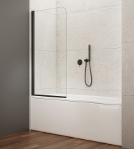 Aqualine VILMA vanová zástěna 600x1400mm, černá, čiré sklo AQ6014B