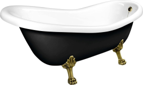 Polysan RETRO volně stojící vana 167, 5x76x71cm, nohy bronz, černá/bílá 72969