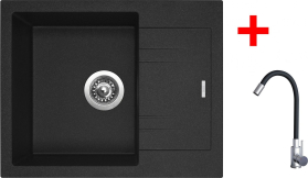 Granitový dřez Sinks LINEA 600 Granblack + Elasta nerez/černá G20330