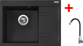 Granitový dřez Sinks RIM 650 L Granblack + Elasta nerez/černá G20430