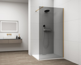 Polysan ESCA GOLD MATT jednodílná sprchová zástěna k instalaci ke stěně, kouřové sklo, 1500 mm ES1215-04