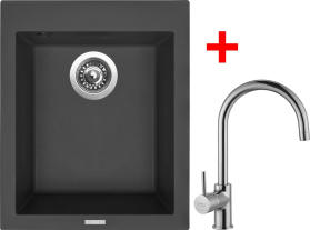 Granitový dřez Sinks CUBE 410 Pureblack + Vitalia G8626