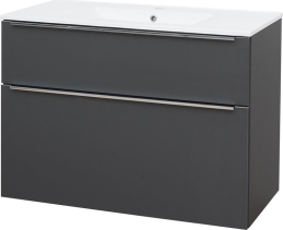 Mereo Mailo, koupelnová skříňka s keramickým umyvadlem 101 cm, antracit, chrom madlo CN532