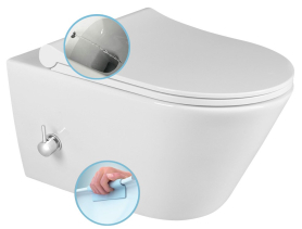 Sapho AVVA CLEANWASH závěsná WC mísa, integrovaná baterie a bidet. sprška, Rimless, 35, 5x53cm, bílá 100315
