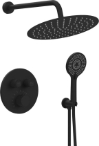 Sapho SMART SELECT podomítkový sprchový set s termostatickou baterií, 2 výstupy, vyústění, černá mat RP032B-01