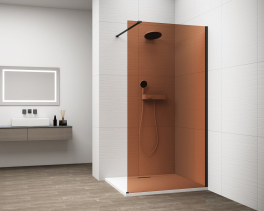 Polysan ESCA BLACK MATT jednodílná sprchová zástěna k instalaci ke stěně, sklo Marron, 1000 mm ES1510-02
