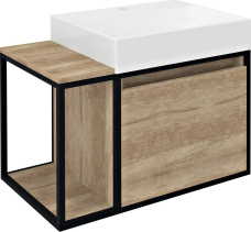 Sapho SKARA umyvadlová skříňka 80x49, 5x46, 5cm, černá mat/dub Alabama CG003-2222