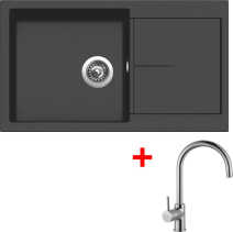 Granitový dřez Sinks INFINITY 860 Pureblack+VITALIA IN86026VICL