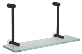 Sapho Závěsná skleněná polička na sprchovou zástěnu 400x180x125mm, černá mat 1301-15B