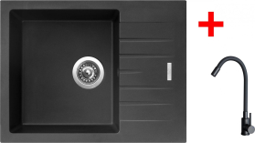 Granitový dřez Sinks PERFECTO 650 Pureblack + ELASTA černá matná G24526
