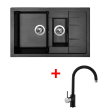 Granitový dřez Sinks CRYSTAL 780.1 Metalblack+VITALIA GR CR780174VIGR74