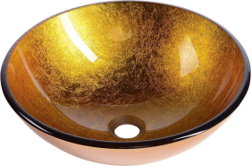 Sapho AGO skleněné umyvadlo na desku Ø 42 cm, zlatě oranžová 2501-19
