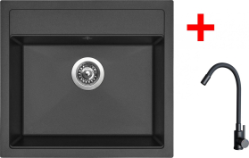 Granitový dřez Sinks SOLO 560 Pureblack + ELASTA černá matná G23726