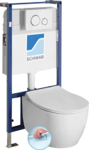 SENTIMENTI závěsné WC Rimless s podomítkovou nádržkou a tlačítkem Schwab, bílá 10AR02010SV-SET5