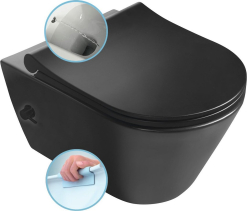 Sapho AVVA CLEANWASH závěsná WC mísa, integrovaná baterie a bidet. sprška, Rimless, 35, 5x53cm, černá mat 100315-110
