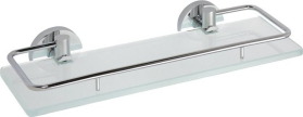 Sapho X-ROUND E skleněná polička s výklopnou hrazdou 300x130mm, mléčné sklo, chrom XR607