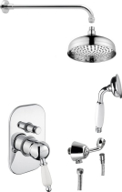 Sapho KIRKÉ WHITE podomítkový sprchový set s pákovou baterií, 2 výstupy, bílá páčka, chrom KI42BC-01