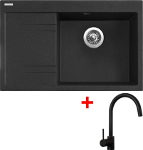 Granitový dřez Sinks RIM 780 P Granblack + Vitalia černá matná G5930