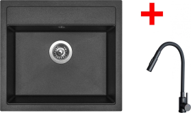 Granitový dřez Sinks SOLO 560 Metalblack + ELASTA S černá matná G24274