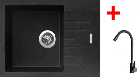 Granitový dřez Sinks PERFECTO 650 Granblack + ELASTA černá matná G24530