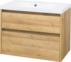 Mereo Opto, koupelnová skříňka s umyvadlem z litého mramoru 81cm, dub Riviera CN921M