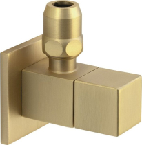 Sapho Rohový ventil s matkou, hranatý, 1/2"x3/8", zlato mat SL219