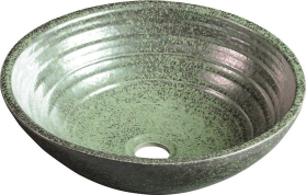 Sapho ATTILA keramické umyvadlo, průměr 43cm, zelená měď DK006