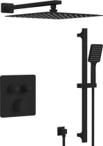 Sapho SMART SELECT podomítkový sprchový set s termostatickou baterií, 2 výstupy, posuvný držák sprchy, černá mat RP042B-02