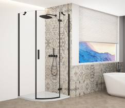 Gelco TRINITY BLACK čtvrtkruhový sprchový kout 900x900mm, čiré sklo, pravé GT6590CR-B