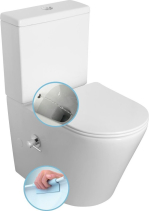 Sapho PACO CLEANWASH WC kombi, integrovaná baterie a bidet. sprška, spodní/zadní odpad, bílá PC1012RX