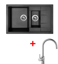 Granitový dřez Sinks CRYSTAL 780.1 Metalblack+VITALIA CR780174VICL