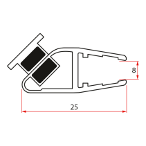 Gelco Set magnetických těsnění 45°pro sklo 8mm a profil , 2000mm NDGD03