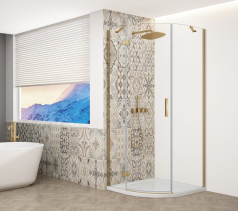 Gelco TRINITY GOLD MATT čtvrtkruhový sprchový kout 900x900mm, čiré sklo, levé GT6590CL-G