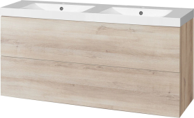 Mereo Aira, koupelnová skříňka s umyvadlem z litého mramoru 121 cm, dub Kronberg CN723M