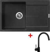 Granitový dřez Sinks ULTIMA 790 Granblack + Vitalia černá matná G11930