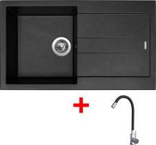 Granitový dřez Sinks AMANDA 860 Metalblack + Elasta nerez/černá G23074