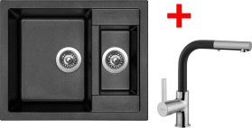 Granitový dřez Sinks CRYSTAL 615.1 Metalblack+ENIGMA S GR CR615174ENSGR74