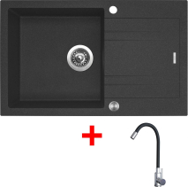 Granitový dřez Sinks LINEA 780 XC Granblack + Elasta nerez/černá G20730XC