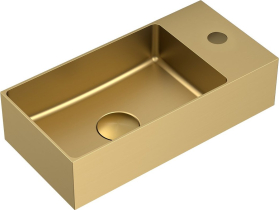 Sapho AURUM nerezové umývátko 36, 5x18cm, včetně výpusti, levé/pravé, zlato mat AU204