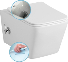 Sapho PORTO CLEANWASH závěsná WC mísa Rimless, integrovaná baterie a bidet. sprška, 36x5cm, bílá PZ102RX