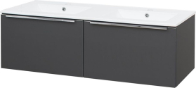 Mereo Mailo, koupelnová skříňka s keramickým umyvadlem 121 cm, antracit, chrom madlo CN538