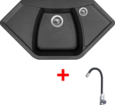 Granitový dřez Sinks NAIKY 980 Metalblack + Elasta nerez/černá G23474