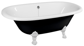 Polysan REGATA volně stojící vana 175x85x61cm, nohy bílé, černá/bílá 10261