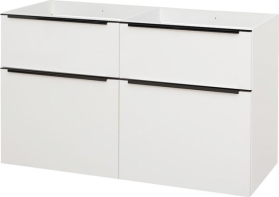 Mereo Mailo, koupelnová skříňka 121 cm, bíla, černé madlo CN513SB