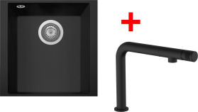Granitový dřez Sinks CUBE 340U Nanoblack + COMFORTA Nanoblack G259N6